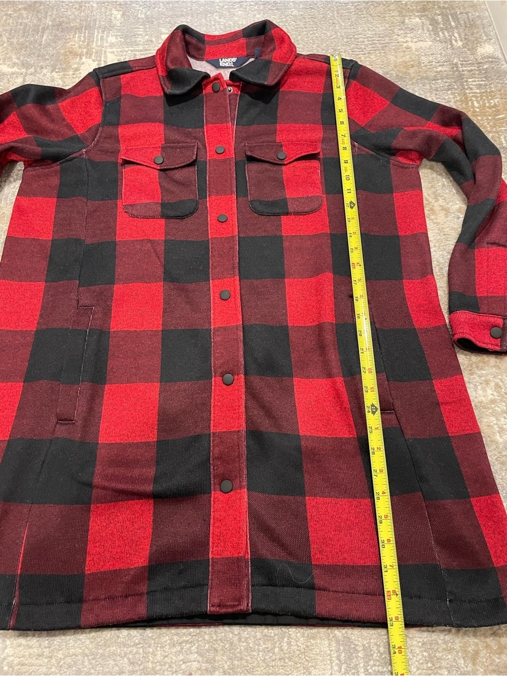 Lands' End Women's Buffalo Plaid Shacket Shirt Jacket Soft & Cozy Size 1X 16-18W - Picture 9 of 12